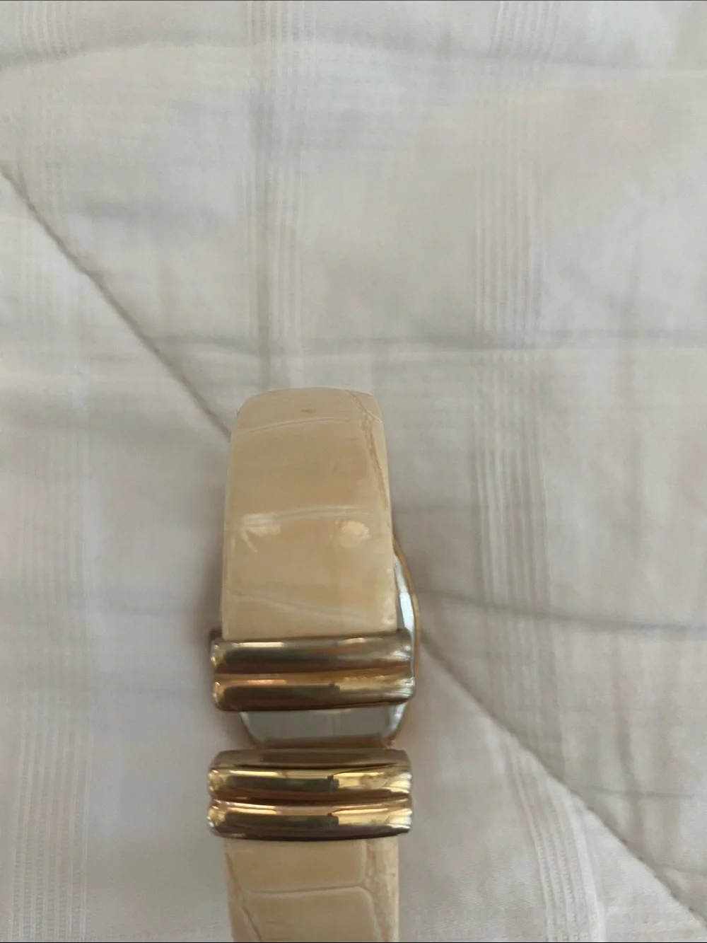 STUDIO Rose Gold-Tone  Watch with Cream Strap. Worn, needs battery